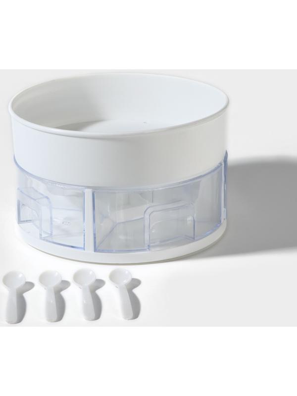 Органайзер для специй вращающийся с 4 ячейками, 2-х ярусный d-23×13,5см, цвет белый