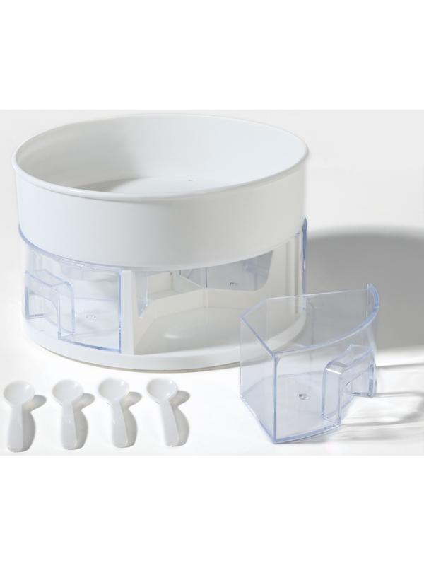 Органайзер для специй вращающийся с 4 ячейками, 2-х ярусный d-23×13,5см, цвет белый