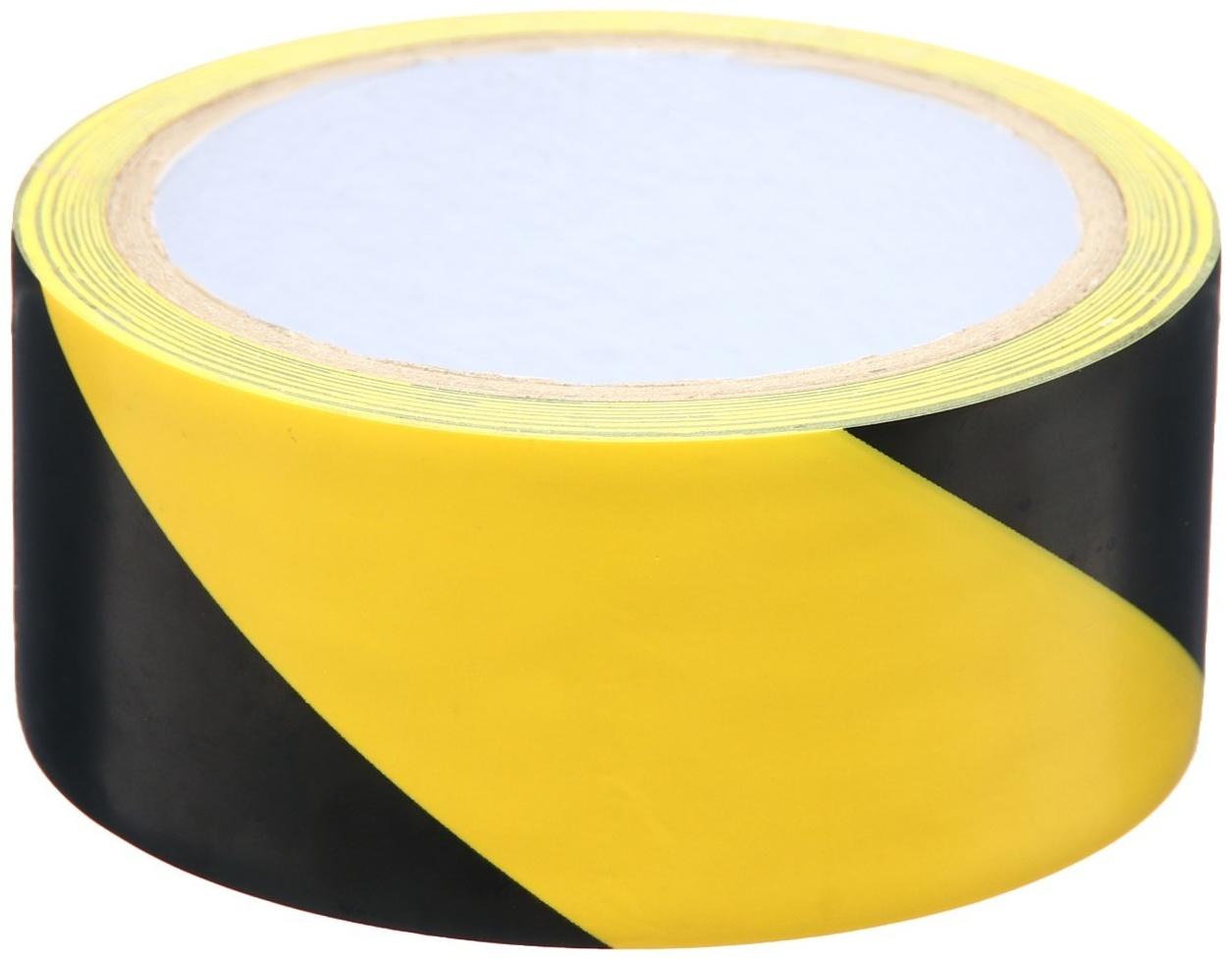 Лента разметочная, сигнальная, клейкая, желто - черная, 18 м х 4.5 см