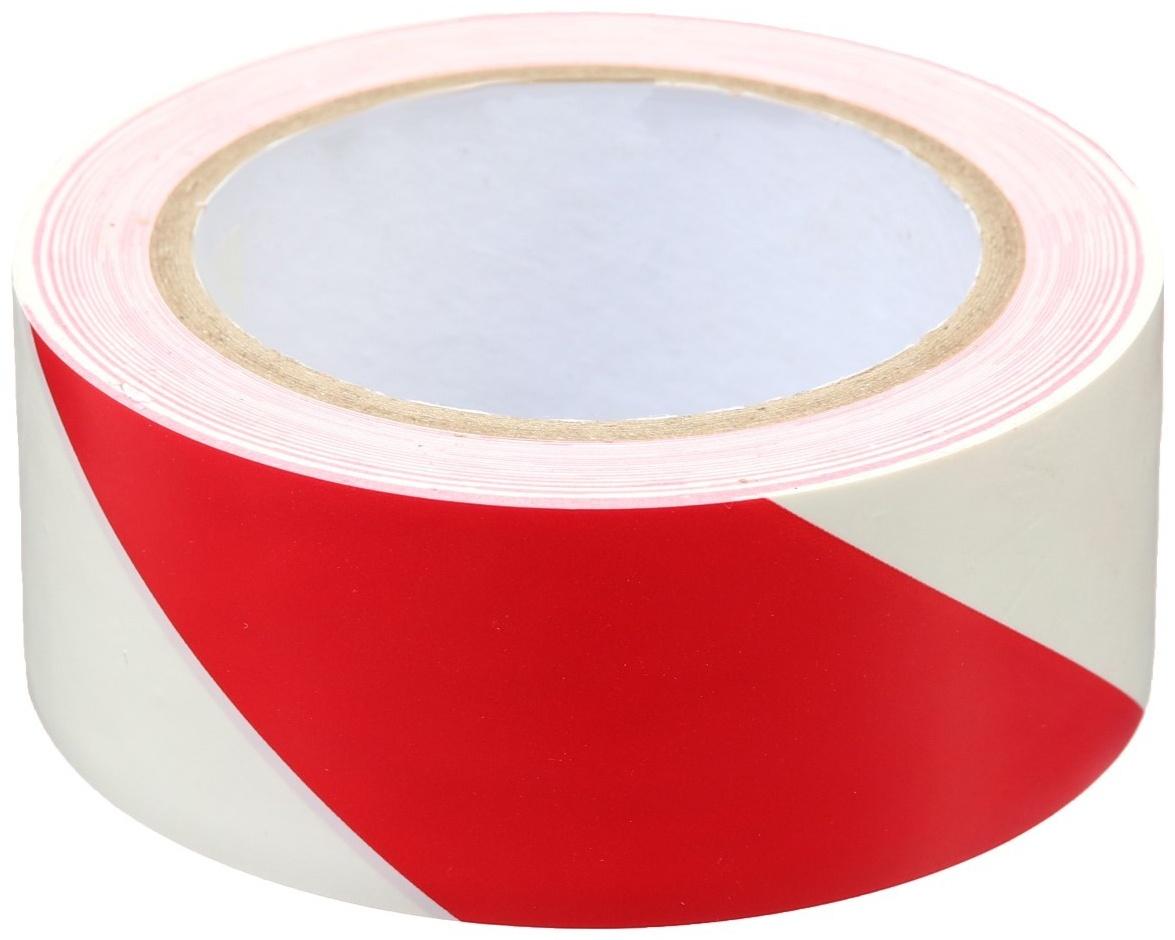 Лента разметочная, сигнальная, клейкая, красно - белая, 33 м х 4.5 см