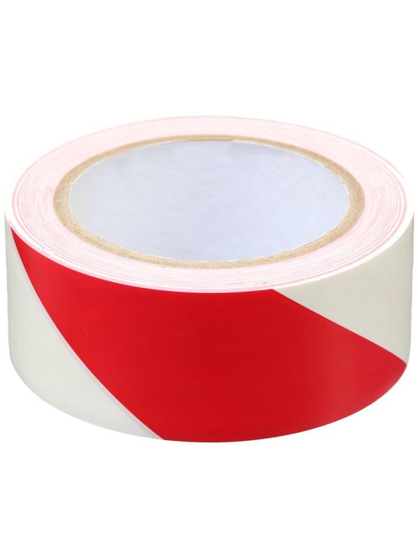 Лента разметочная, сигнальная, клейкая, красно - белая, 33 м х 4.5 см
