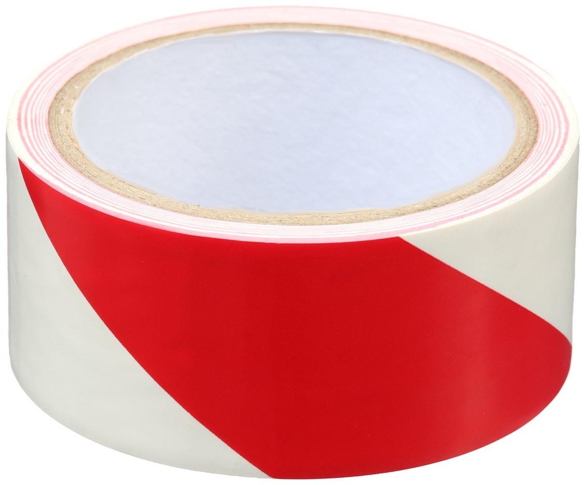 Лента разметочная, сигнальная, клейкая, красно - белая, 18 м х 4.5 см