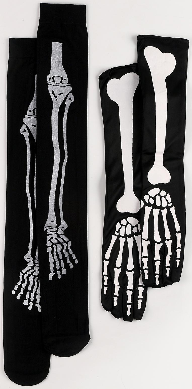 Карнавальный набор «Кости»: гольфы, длинные перчатки