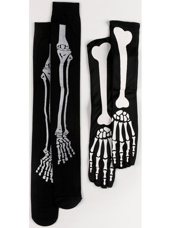 Карнавальный набор «Кости»: гольфы, длинные перчатки