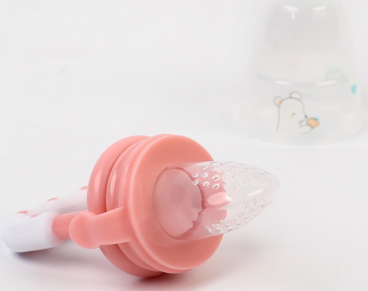 Ниблер для прикорма с силиконовой сеточкой Basic, цвет розовый