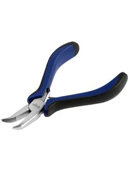 Длинногубцы изогнутые ТУНДРА mini, никелированные, двухкомпонентные рукоятки, 125 мм