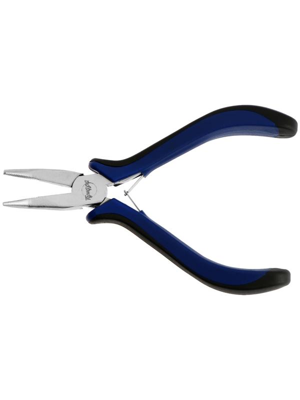 Длинногубцы изогнутые ТУНДРА mini, никелированные, двухкомпонентные рукоятки, 125 мм