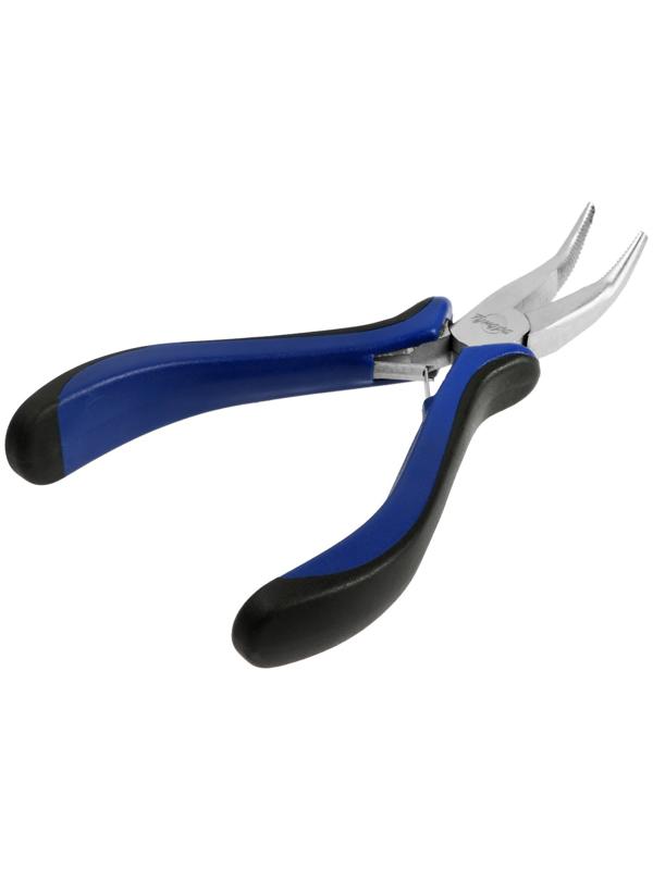 Длинногубцы изогнутые ТУНДРА mini, никелированные, двухкомпонентные рукоятки, 125 мм