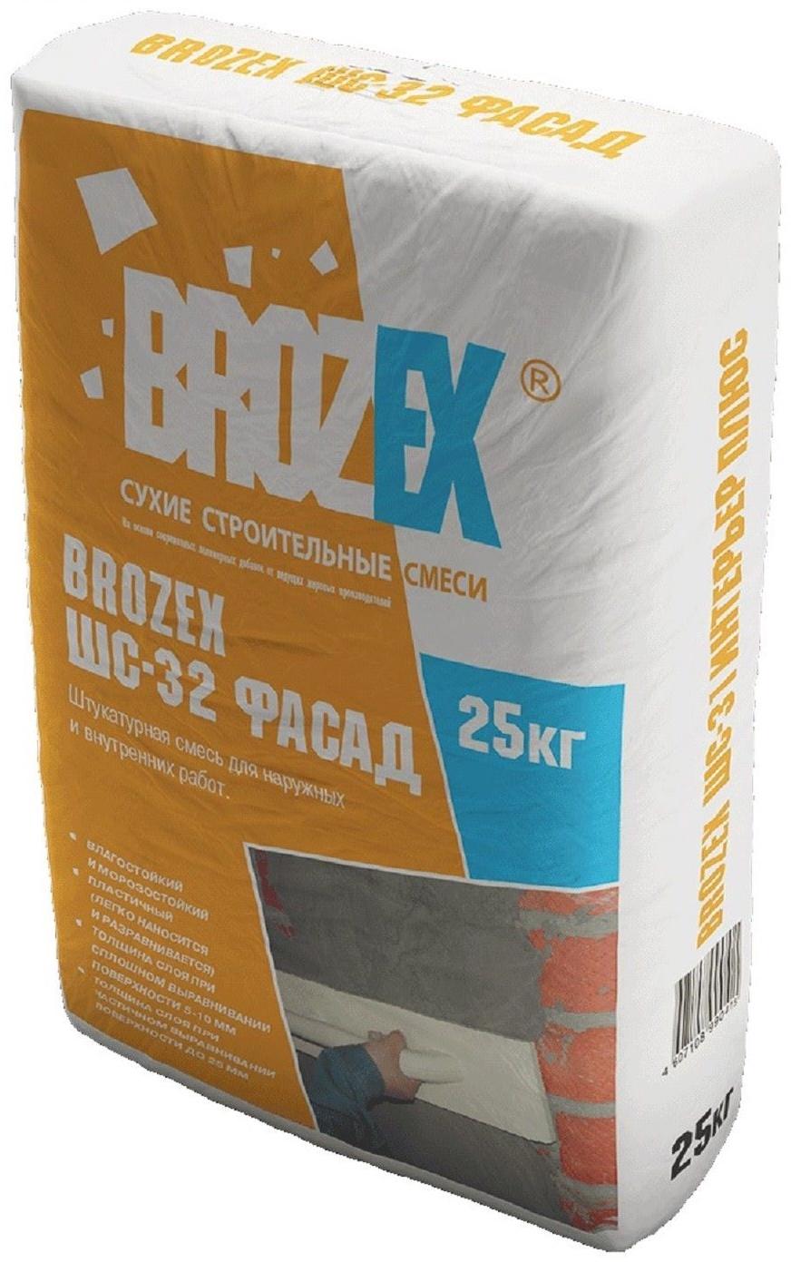 Смесь штукатурная для наружных и внутренних работ Brozex ШС-32, 25 кг