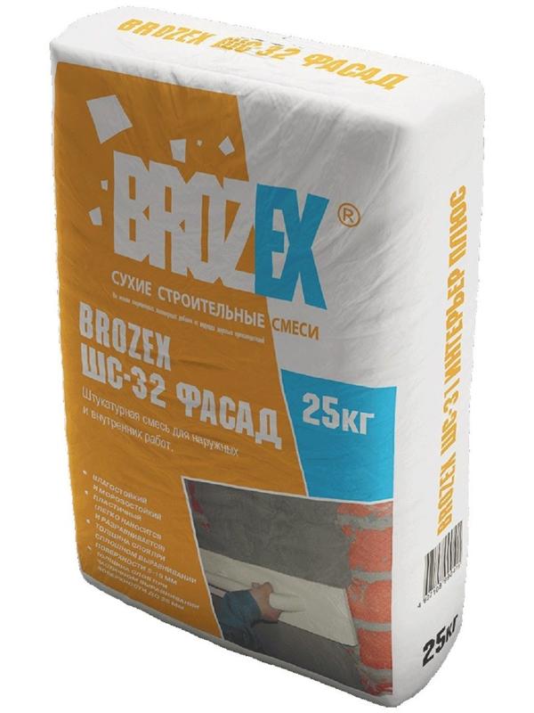 Смесь штукатурная для наружных и внутренних работ Brozex ШС-32, 25 кг