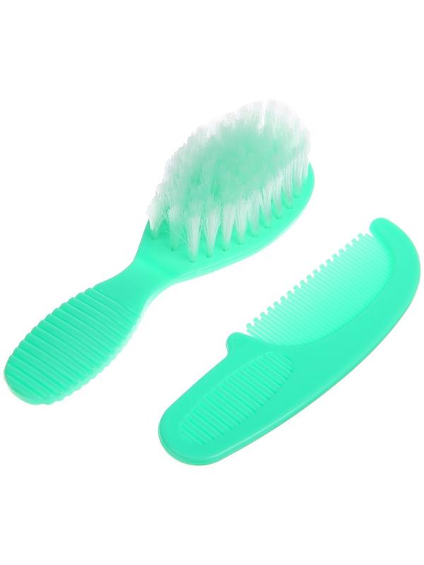 Расчёска детская + массажная щётка для волос, от 0 мес., цвет зелёный, рисунок МИКС