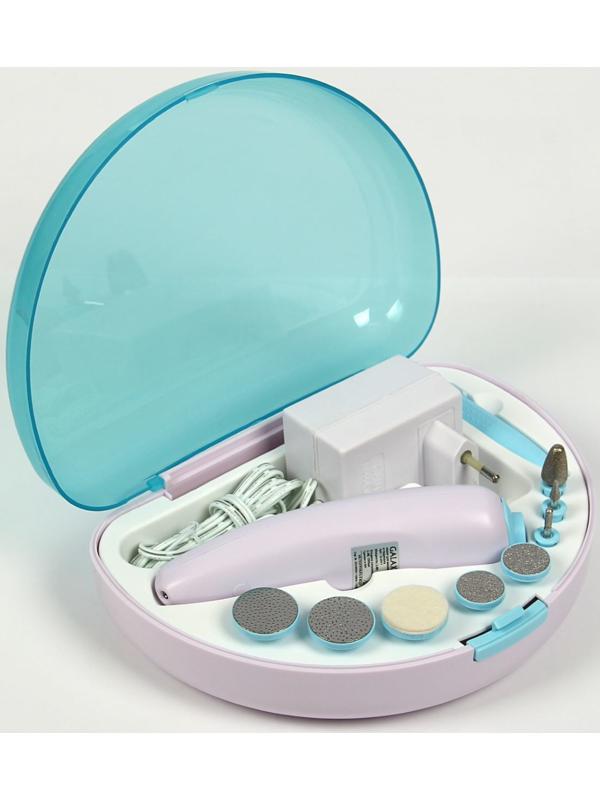 Аппарат для маникюра Galaxy GL 4911, 8 насадок, 2.4 Вт, бело-синий