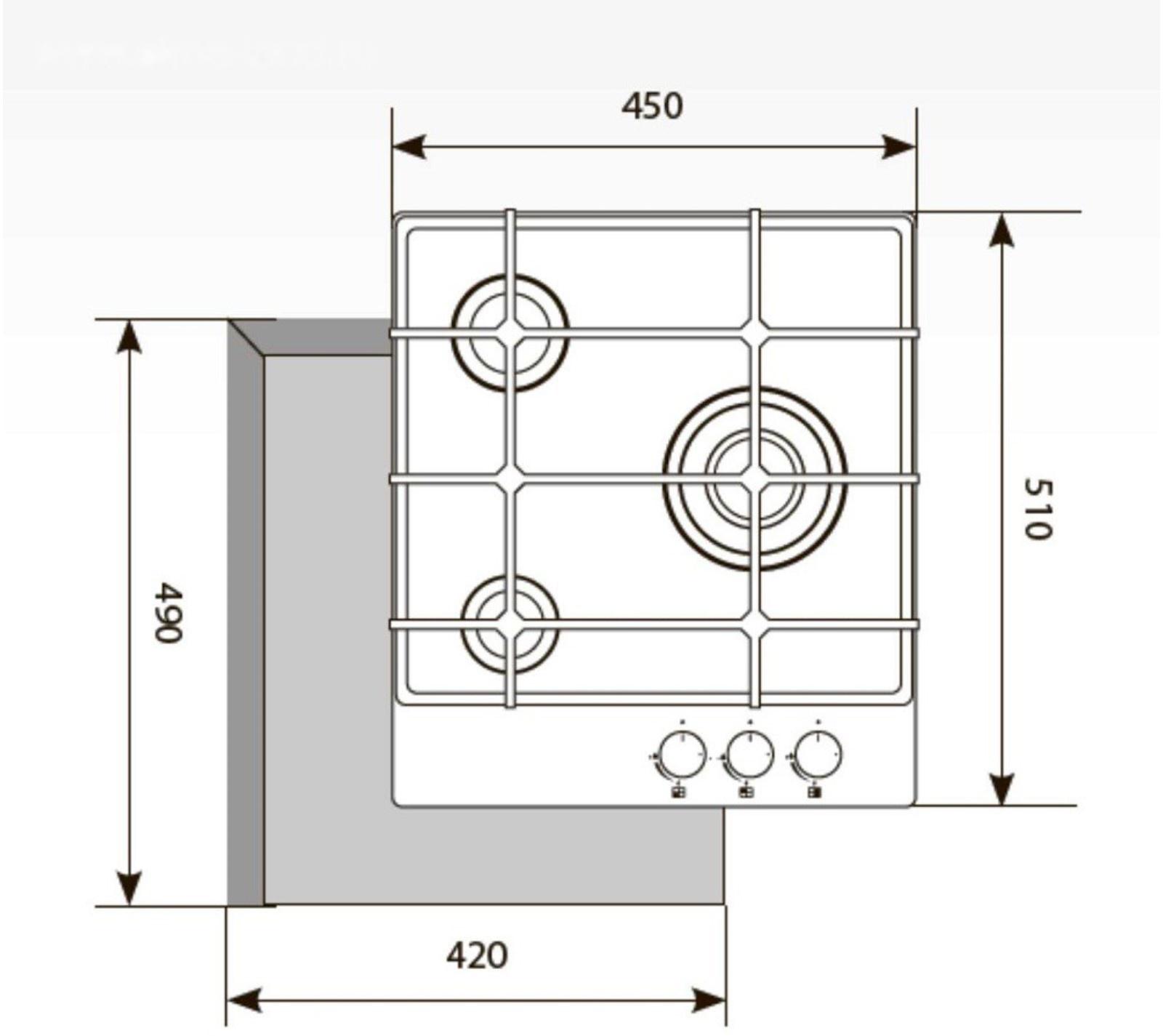 Варочная поверхность Lex GVG 431 BL, газовая, 3 конфорки, черное стекло