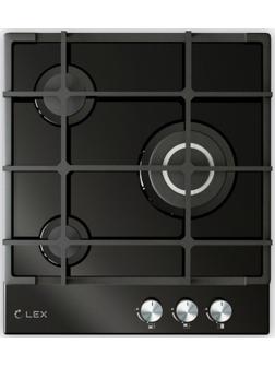 Варочная поверхность Lex GVG 431 BL, газовая, 3 конфорки, черное стекло