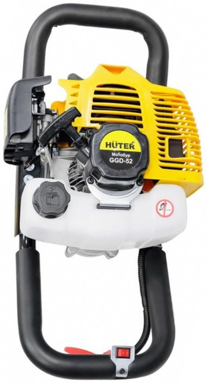 Мотобур HUTER GGD-52, 2Т, 1400 Вт, 1.9 л.с., 8700 об/мин, бур до 300 мм, d=20 мм, БЕЗ ШНЕКА
