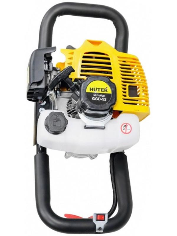Мотобур HUTER GGD-52, 2Т, 1400 Вт, 1.9 л.с., 8700 об/мин, бур до 300 мм, d=20 мм, БЕЗ ШНЕКА