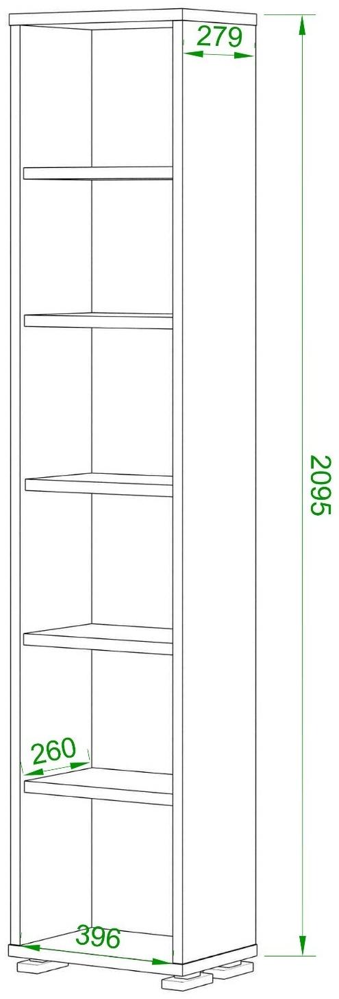 Стеллаж, 450 × 300 × 2130 мм, цвет белый жемчуг