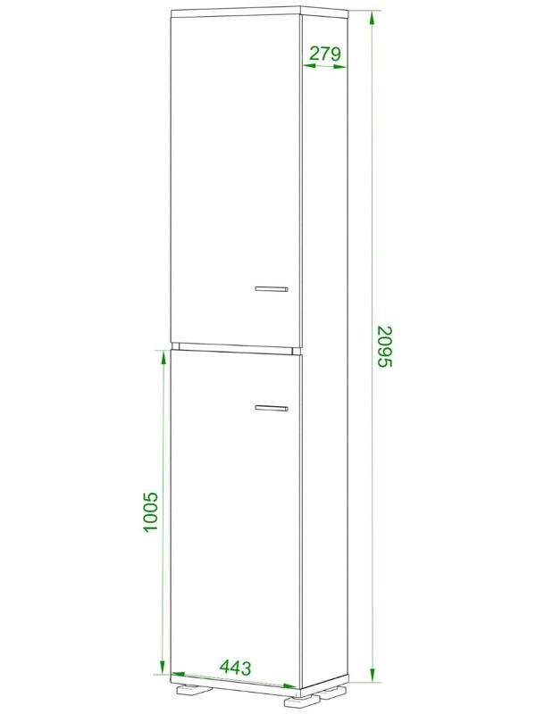Стеллаж, 450 × 300 × 2130 мм, цвет белый жемчуг