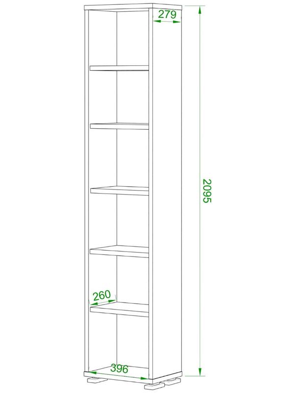 Стеллаж, 450 × 300 × 2130 мм, цвет белый жемчуг