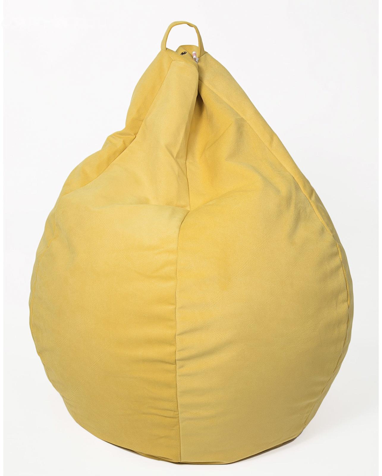 Кресло-мешок «Груша» большая, диаметр 90 см, высота 135 см, цвет лимонный, велюр