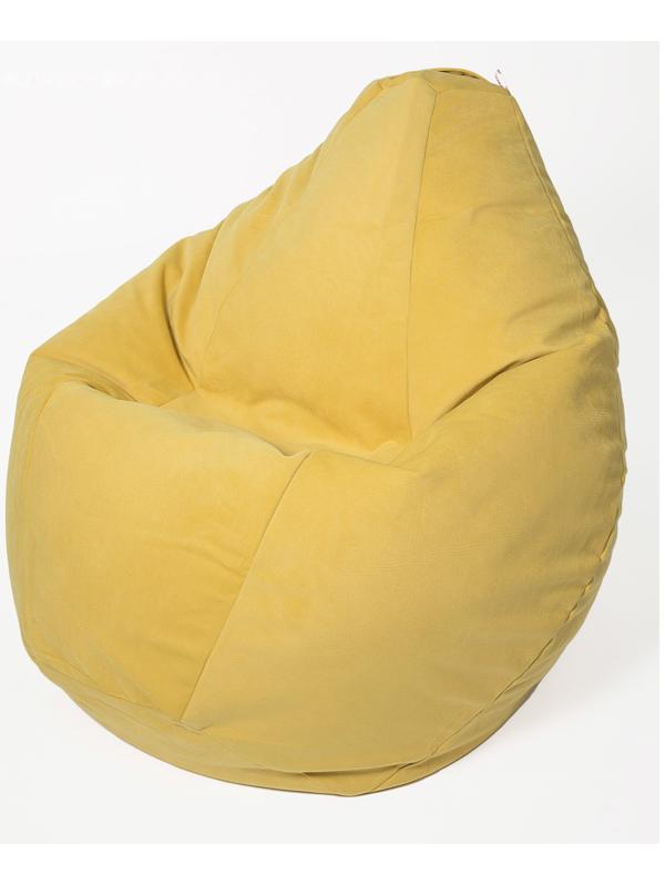 Кресло-мешок «Груша» большая, диаметр 90 см, высота 135 см, цвет лимонный, велюр