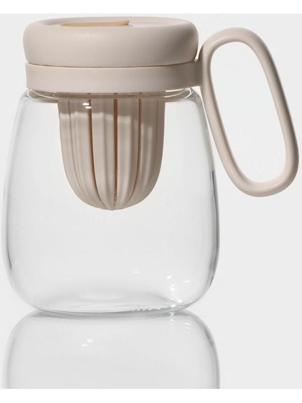 Кружка стеклянная с крышкой и трубочкой «Бьорн», 850 мл, цвет прозрачный