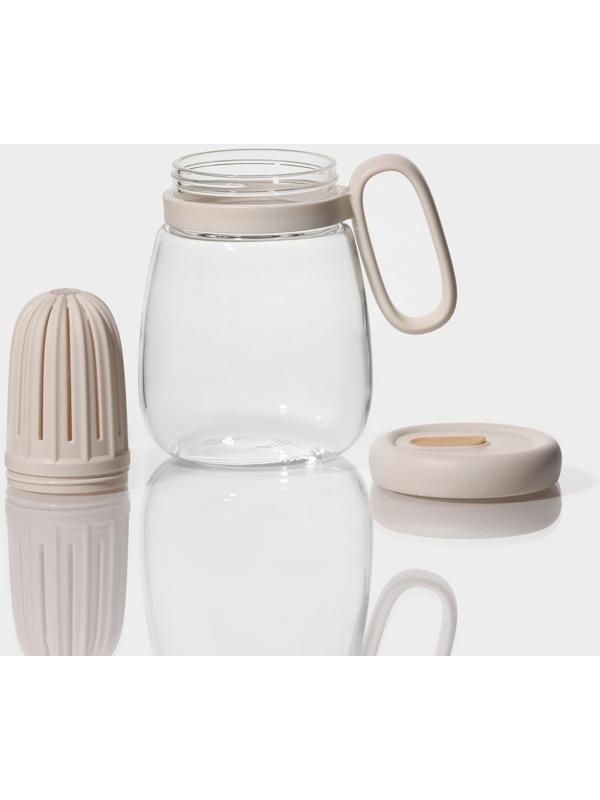 Кружка стеклянная с крышкой и трубочкой «Бьорн», 850 мл, цвет прозрачный