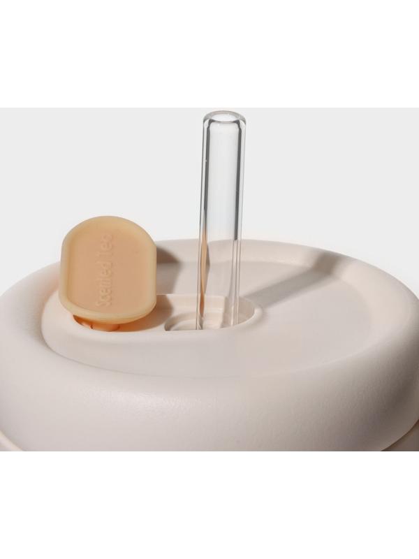 Кружка стеклянная с крышкой и трубочкой «Бьорн», 850 мл, цвет прозрачный