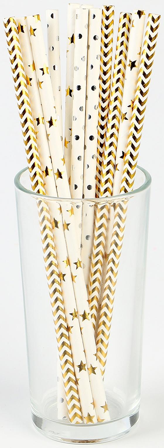Трубочки бумажные 12 шт «Золото»