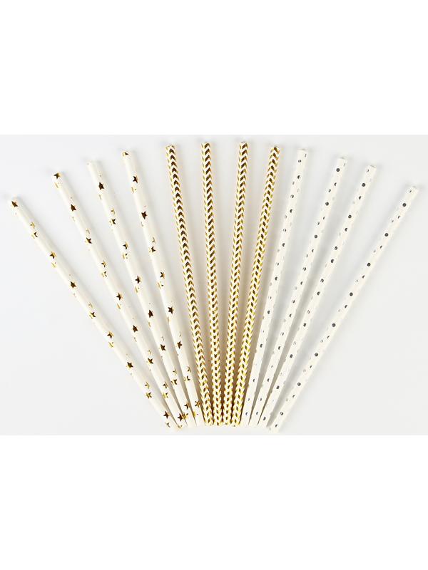 Трубочки бумажные 12 шт «Золото»