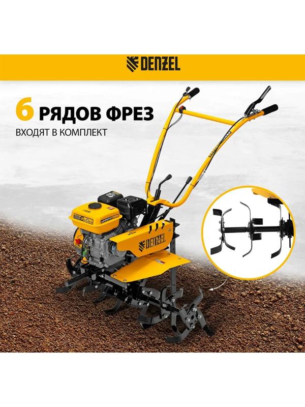 Мотоблок Denzel DPT-170S, 7 л.с, 850х350 мм, фрез 3х3, шкив отбора мощности, передачи 2В/1Н