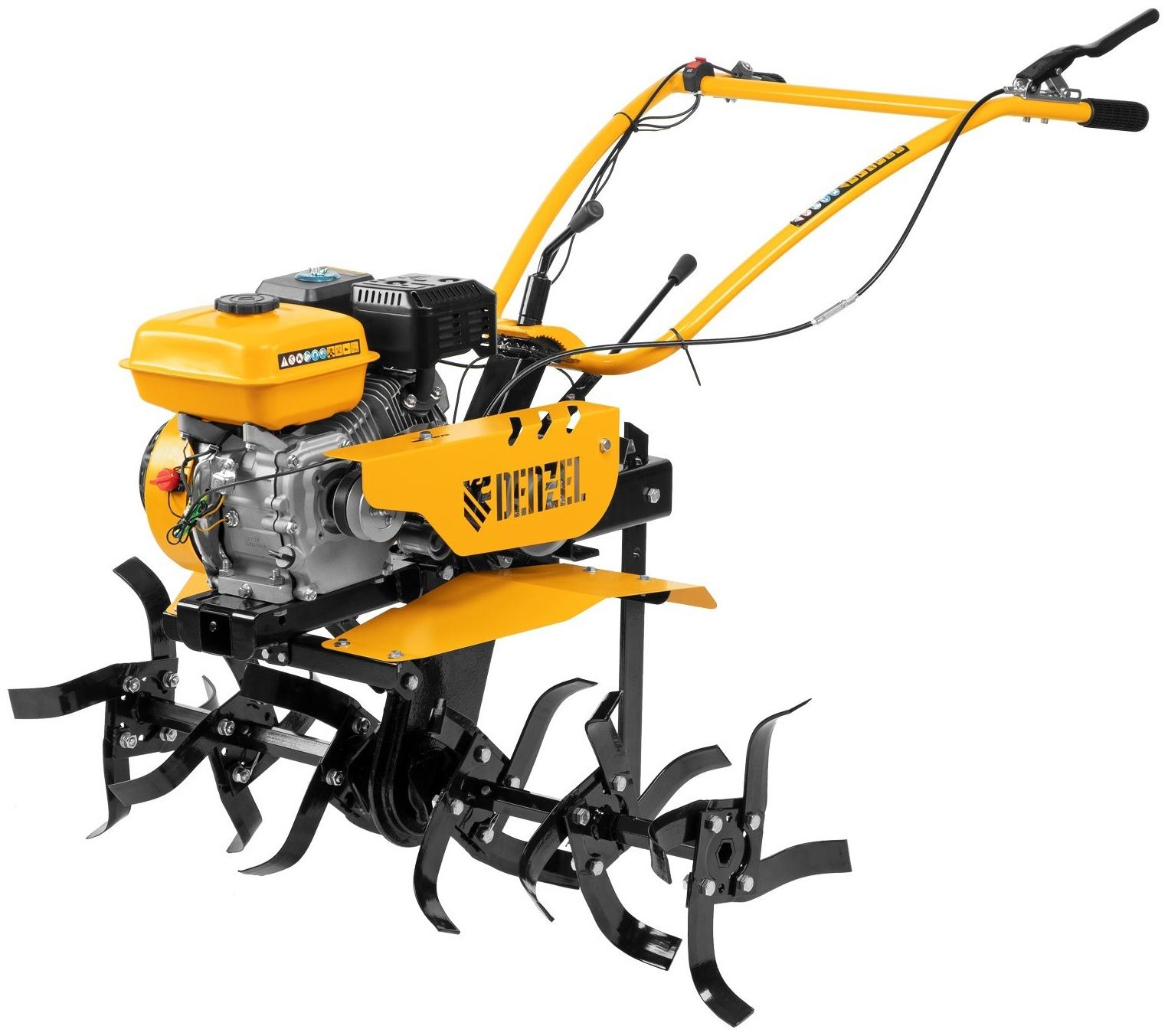 Мотоблок Denzel DPT-270S, 7 л.с, 850х350 мм, фрез 3х4, шкив отбора мощности, передачи 2В/1Н