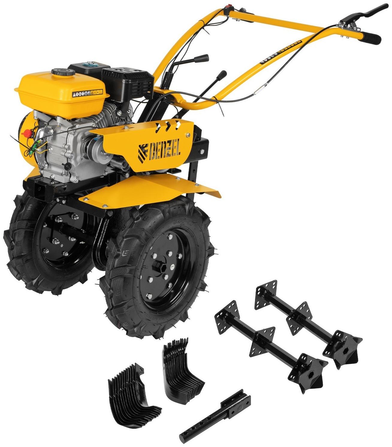 Мотоблок Denzel DPT-270S, 7 л.с, 850х350 мм, фрез 3х4, шкив отбора мощности, передачи 2В/1Н