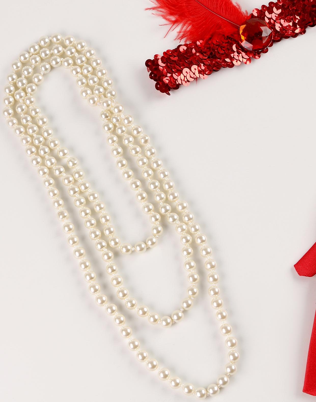 Карнавальный набор вечеринка «Гэтсби», перчатки, повязка, бусы, цвет красный