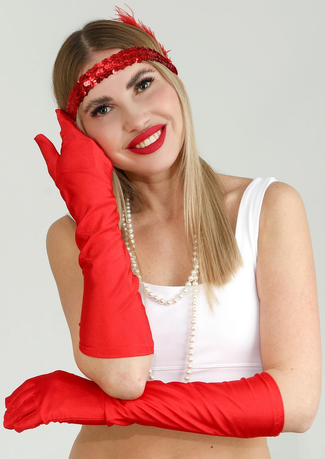 Карнавальный набор вечеринка «Гэтсби», перчатки, повязка, бусы, цвет красный