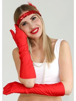 Карнавальный набор вечеринка «Гэтсби», перчатки, повязка, бусы, цвет красный