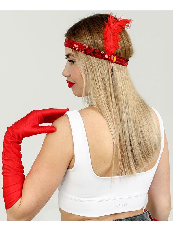 Карнавальный набор вечеринка «Гэтсби», перчатки, повязка, бусы, цвет красный
