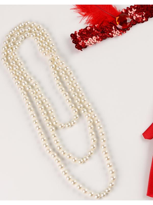 Карнавальный набор вечеринка «Гэтсби», перчатки, повязка, бусы, цвет красный