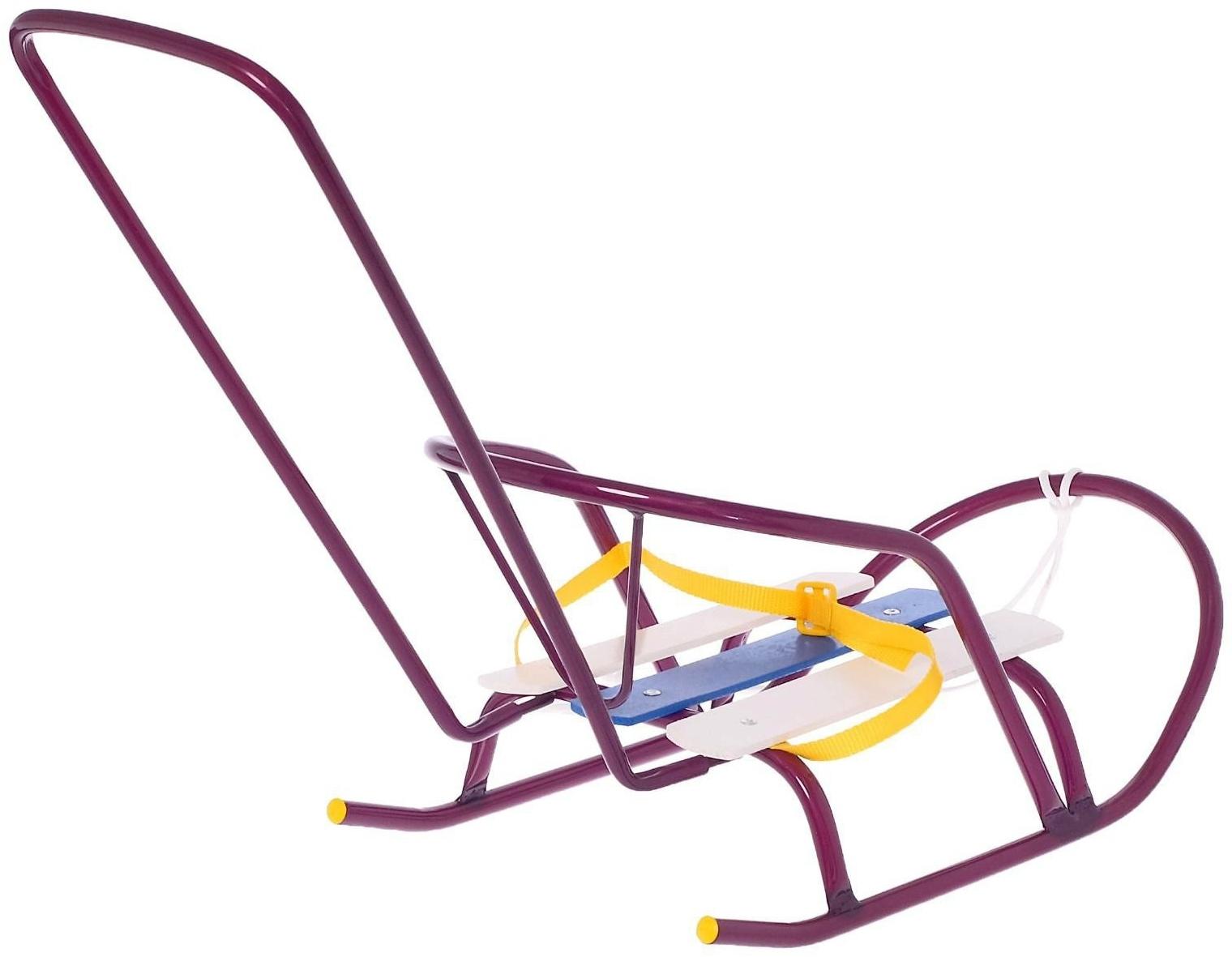 Кукольные санки с толкателем, цвет амарантовый