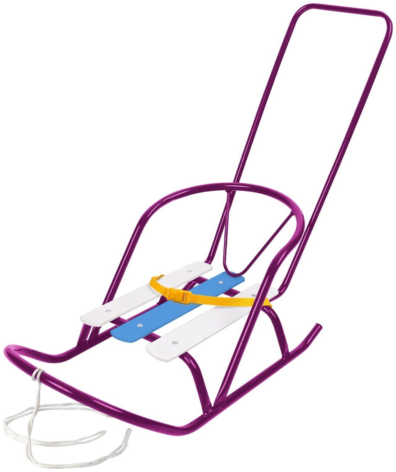 Кукольные санки с толкателем, цвет амарантовый