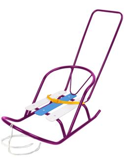 Кукольные санки с толкателем, цвет амарантовый