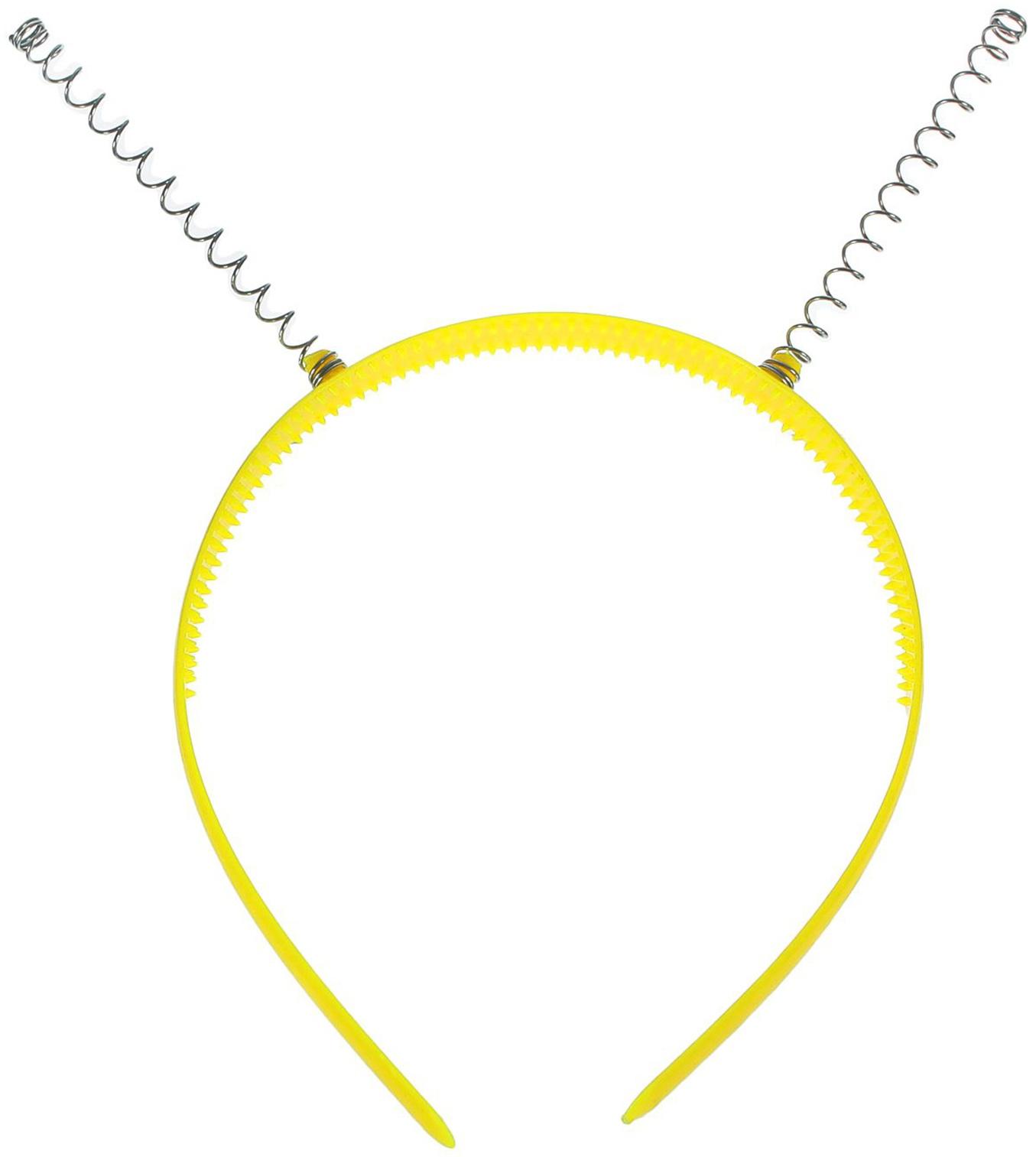 Ободок желтый 1,1х32,5 см с пружинками, в наборе 12 штук