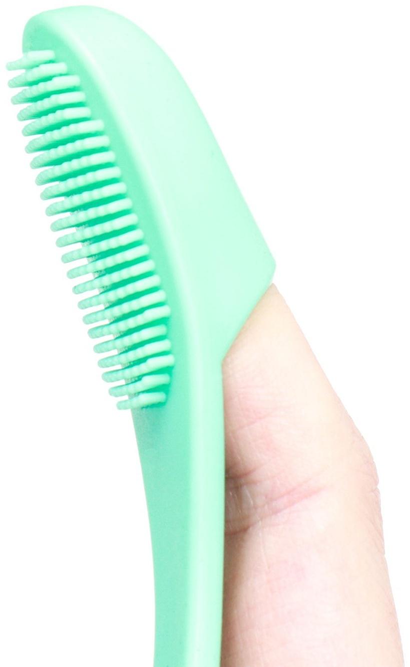 Зубная щетка для собак на палец, силиконовая, 14 см, мятная