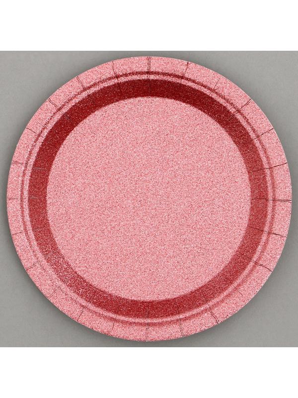 Тарелки бумажные «Блёстки», 6 шт, цвет бордовый