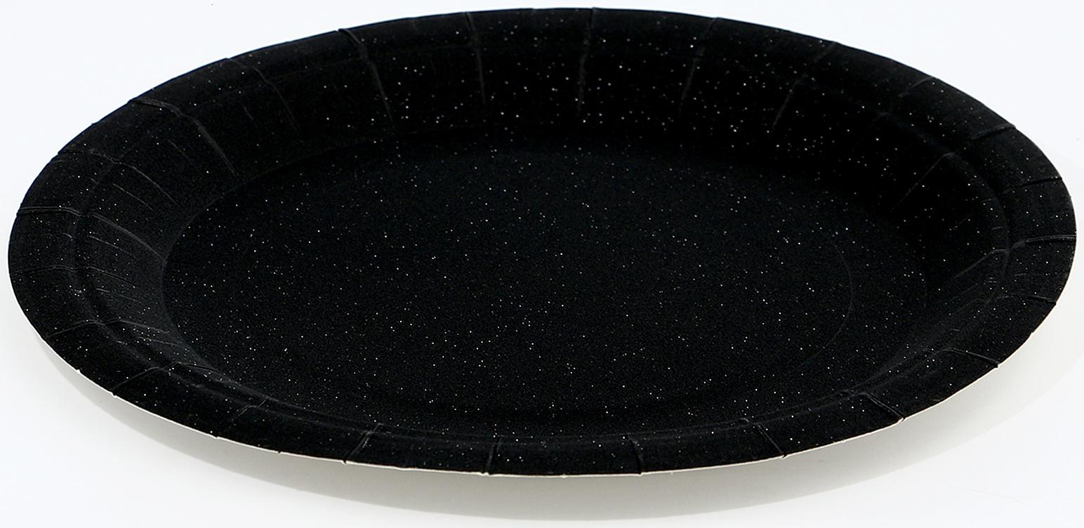 Тарелки бумажные, 6 шт, цвет черный