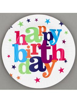 Тарелки бумажные «С днём рождения» со звёздами, 6 шт
