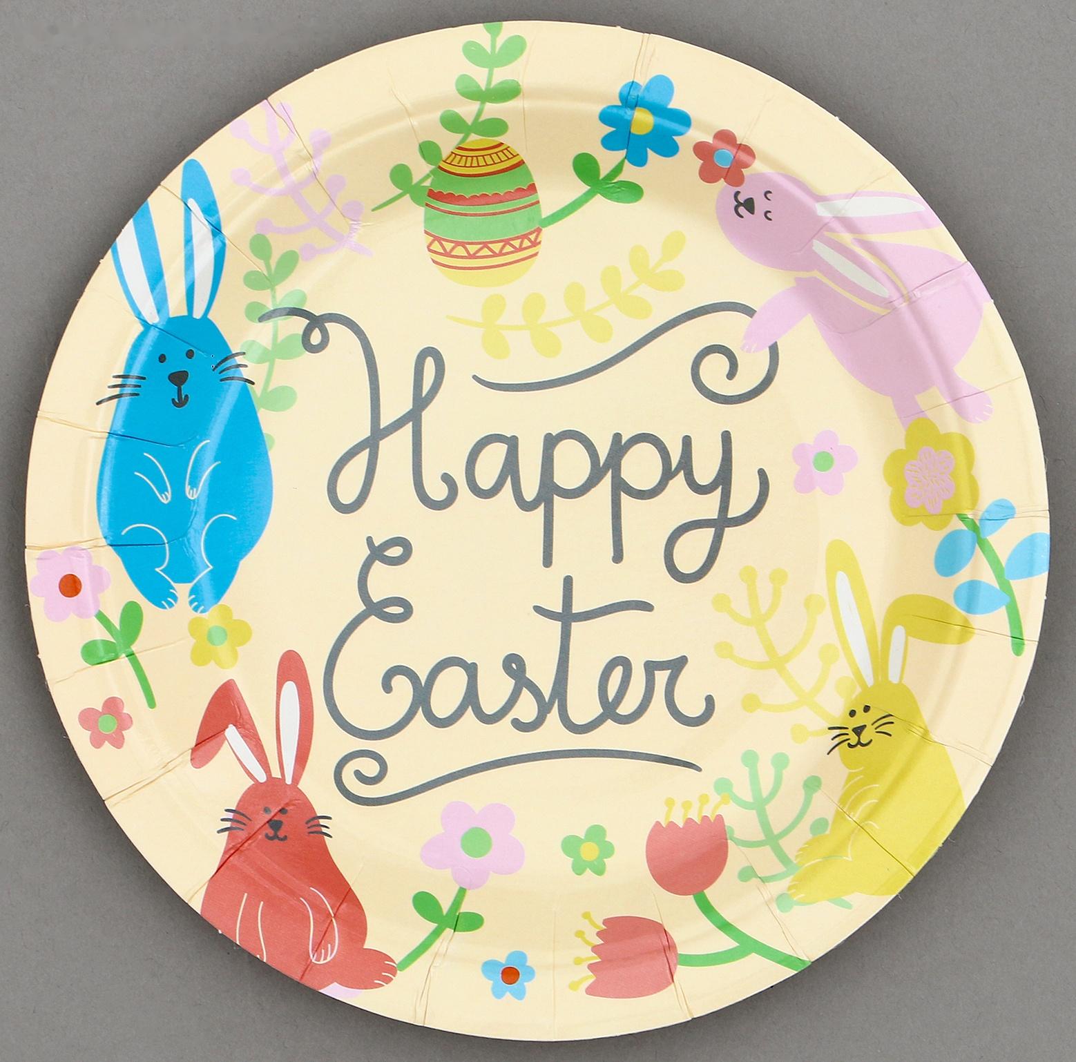 Тарелки бумажные «Светлой Пасхи» с кроликами, 6 шт