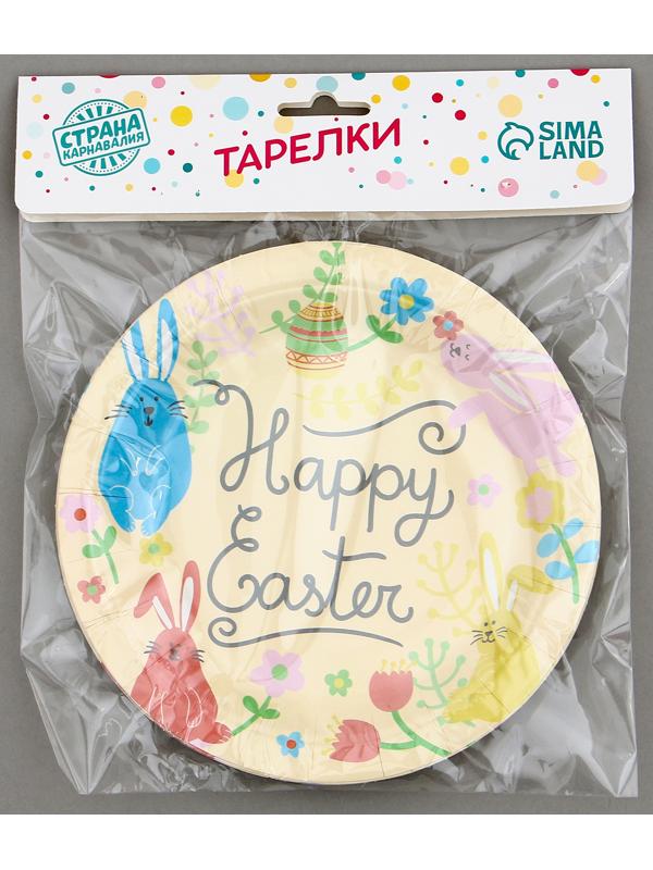 Тарелки бумажные «Светлой Пасхи» с кроликами, 6 шт