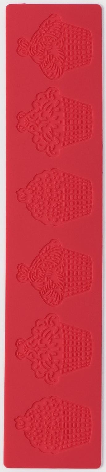 Силиконовый коврик для айсинга Доляна «Пироженки», 37,5×8×0,1 см, цвет розовый