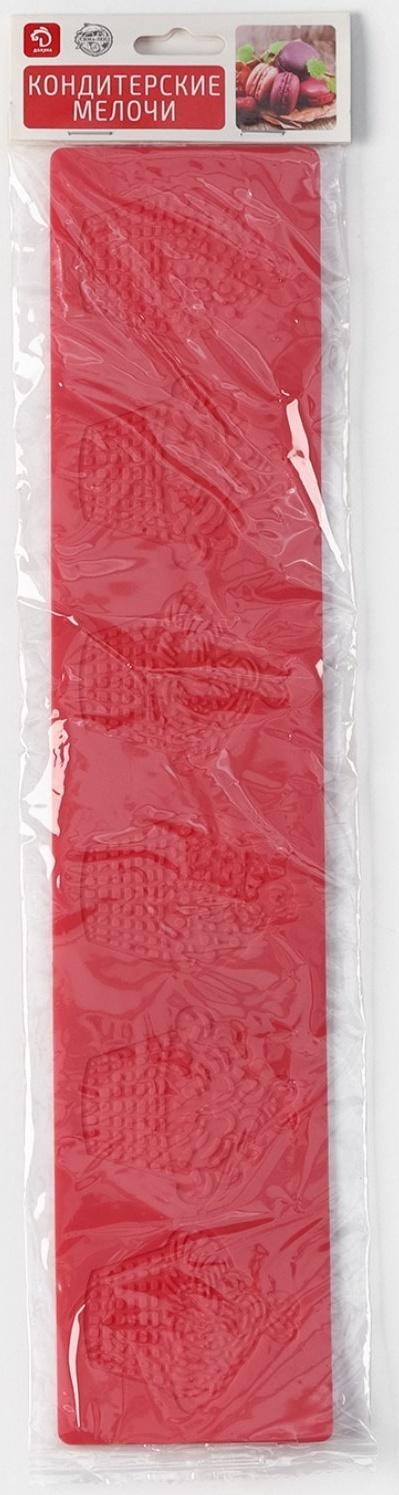 Силиконовый коврик для айсинга Доляна «Пироженки», 37,5×8×0,1 см, цвет розовый